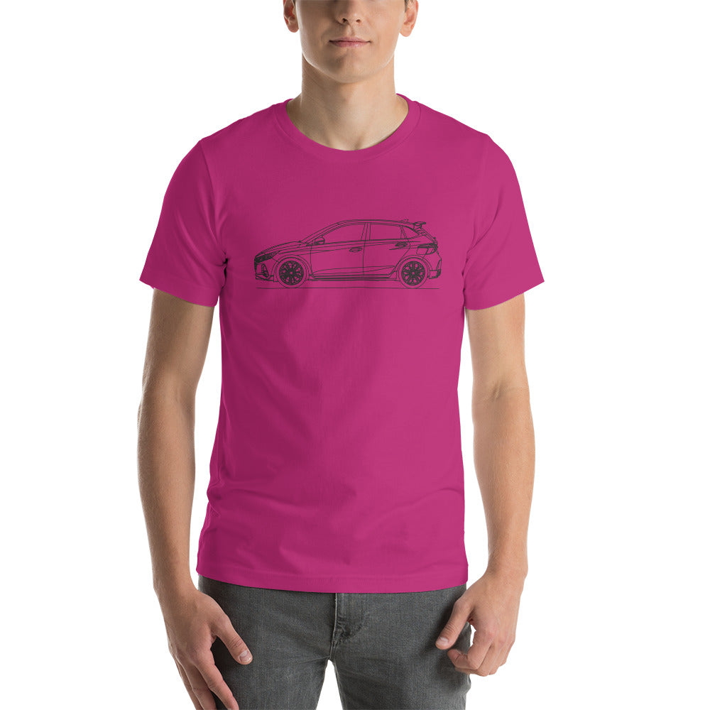Unisex Hyundai i20N t-shirt in berry color