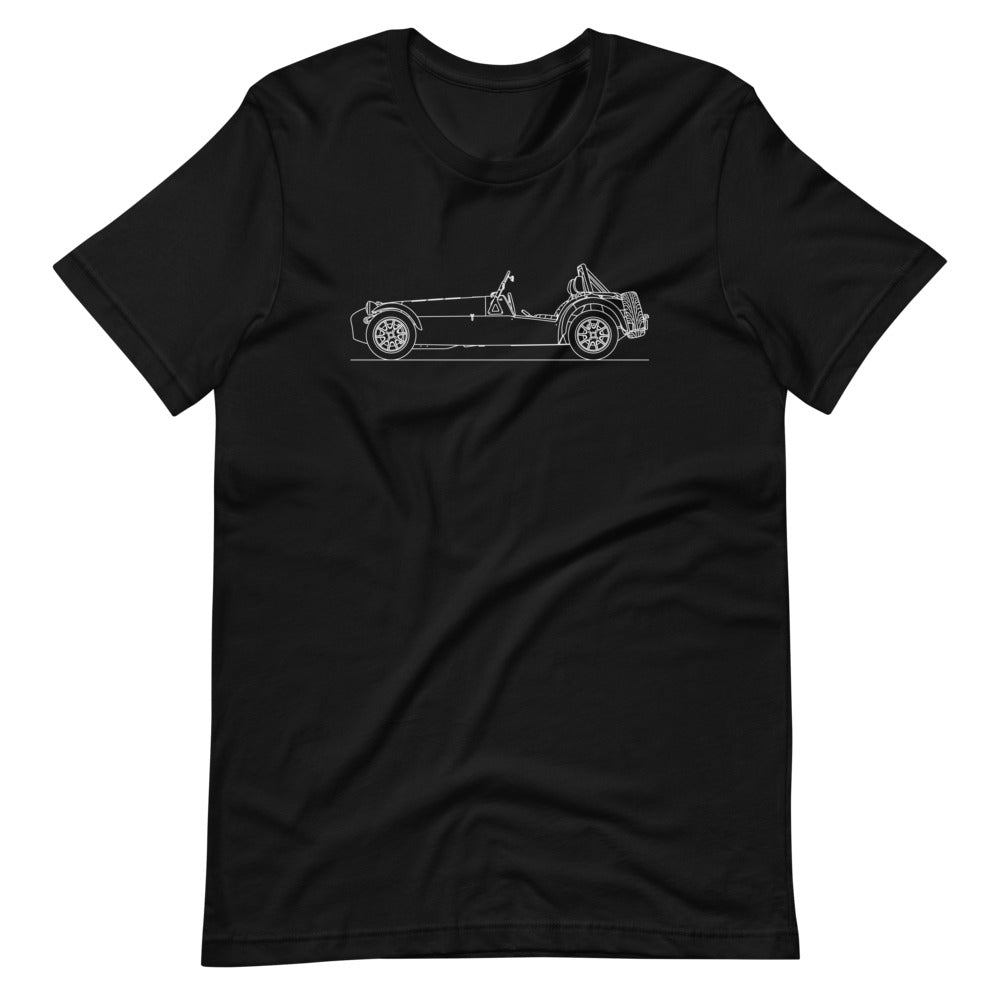 Black Caterham Seven T-shirt for unisex wear