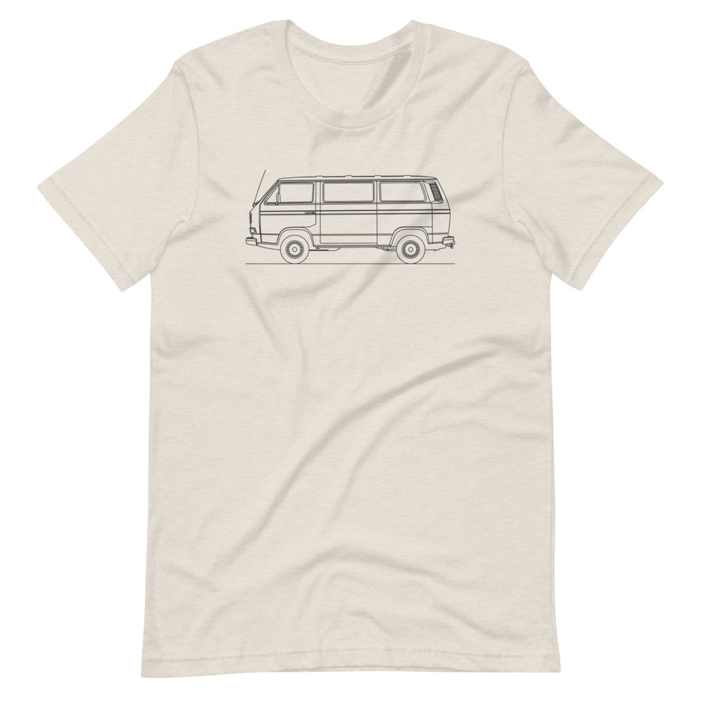 Volkswagen Vanagon T3 t-shirt displayed on model