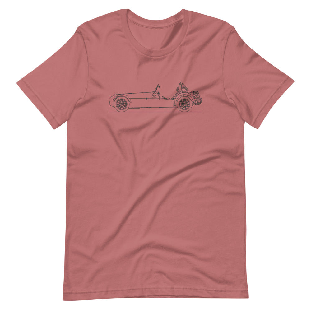Unisex Caterham Seven T-shirt in mauve.