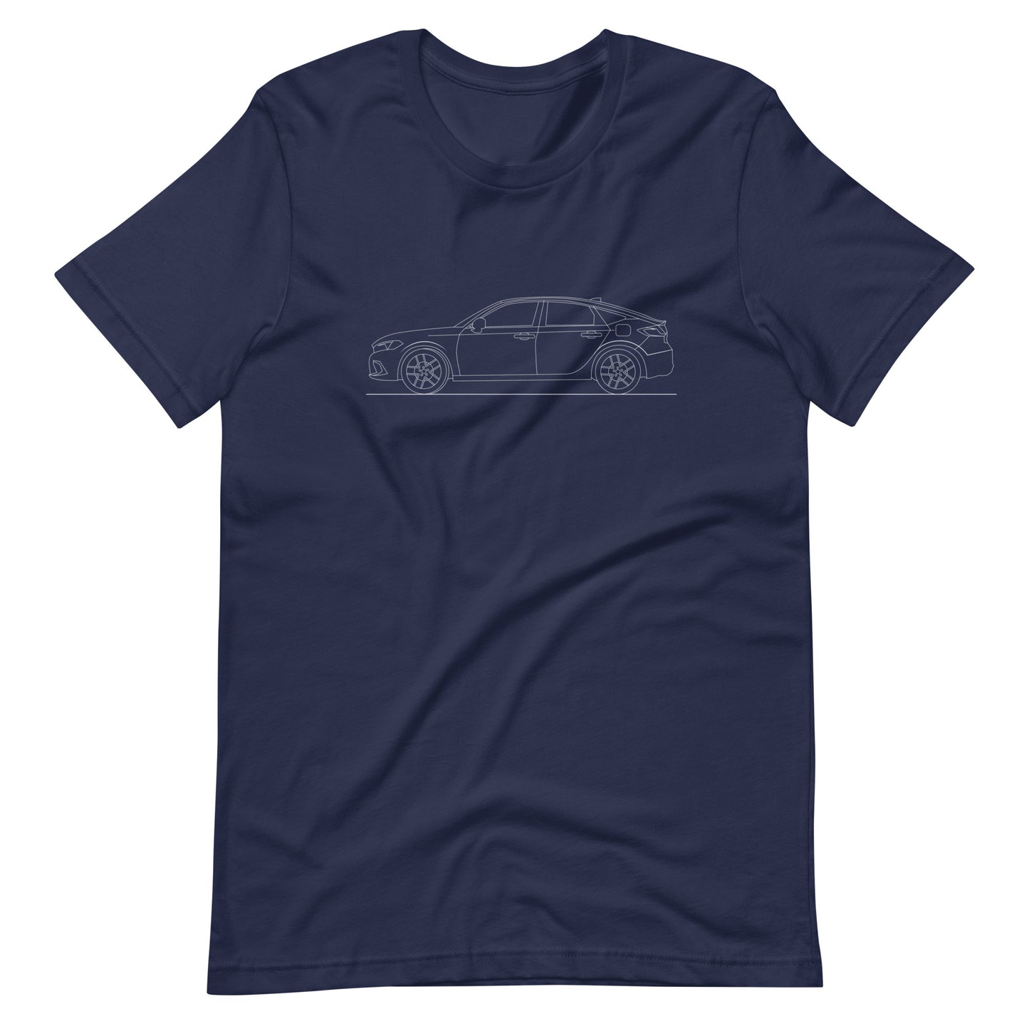 Navy Honda Civic Hatchback T-shirt displayed front.