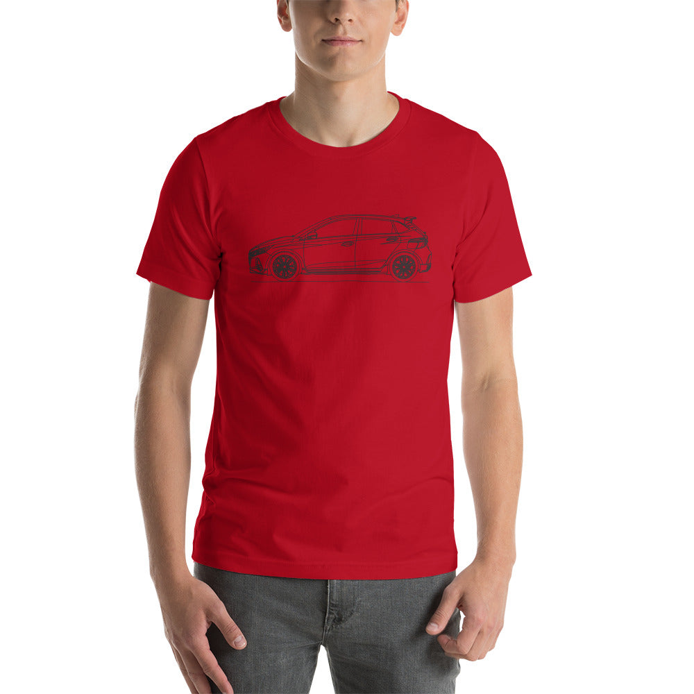 Hyundai i20N Outline graphic on a t-shirt