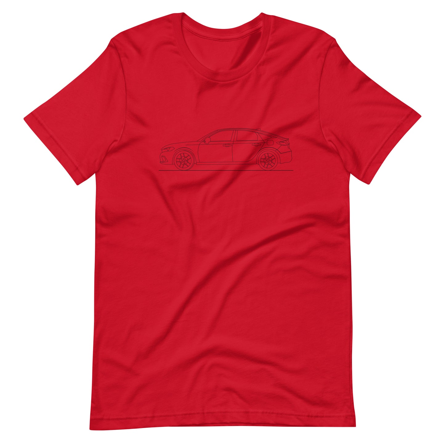 Red Honda Civic Hatchback T-shirt displayed.