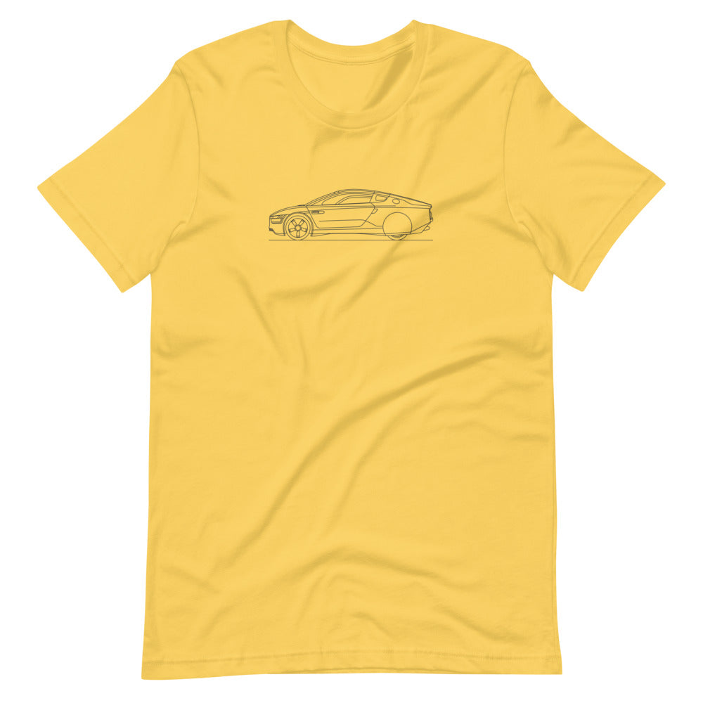 Yellow Volkswagen XL-1 t-shirt displayed front.