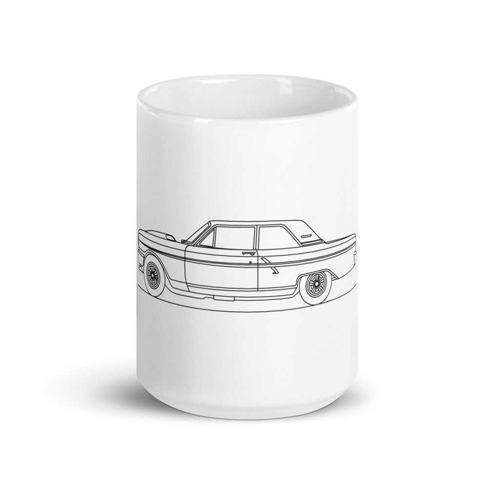 White glossy mug featuring Ford Fairlane design