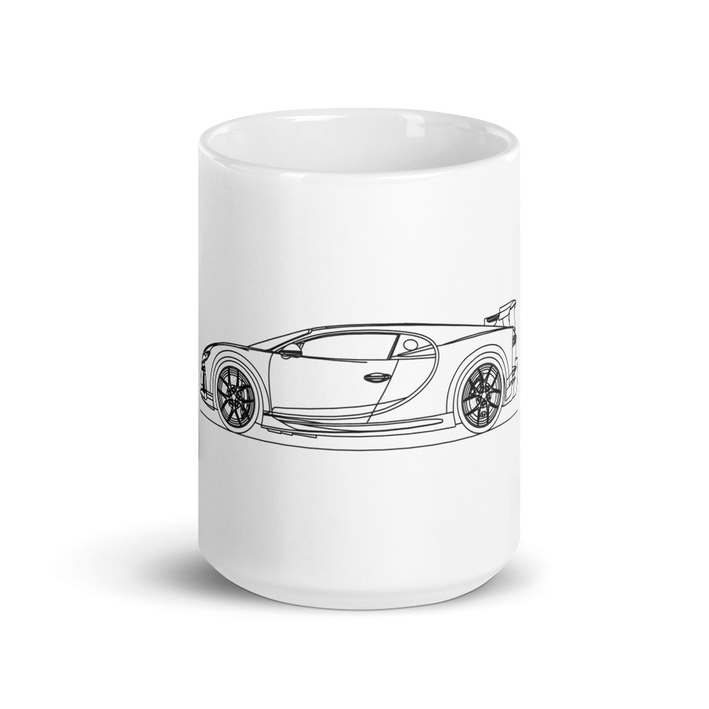 White glossy Bugatti Chiron Pur Sport mug