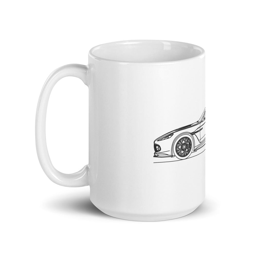 White glossy mug featuring Aston Martin design