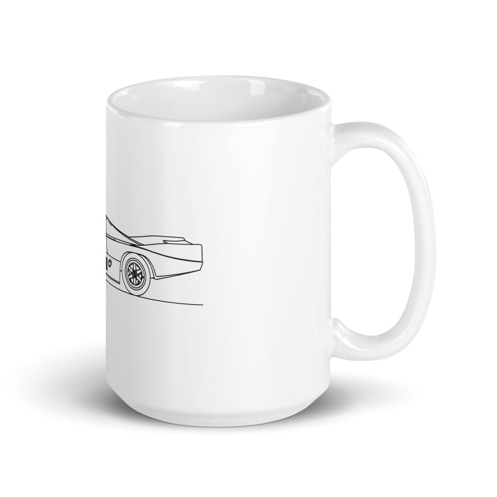 White glossy mug featuring Porsche 956 design