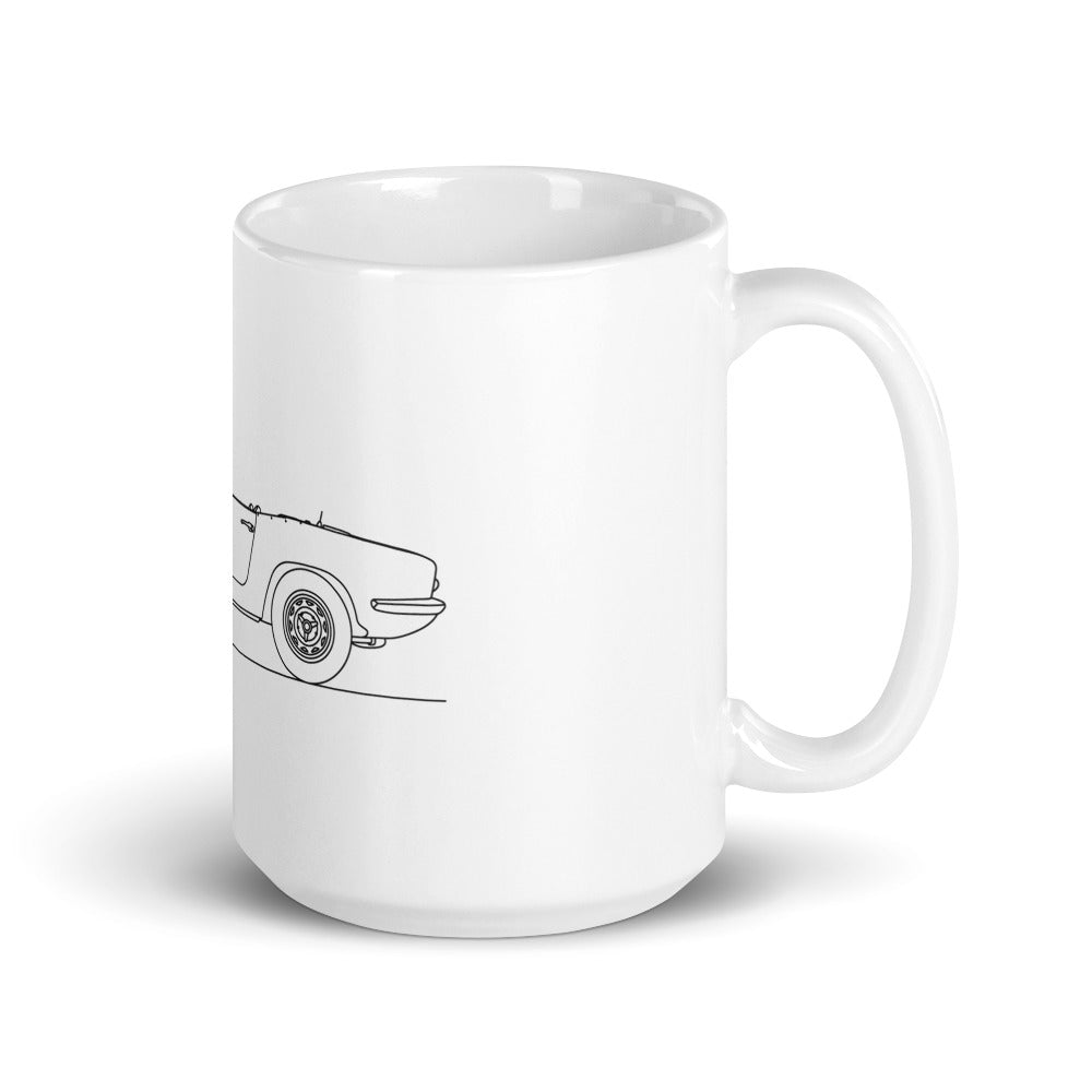 White glossy mug with handle on right